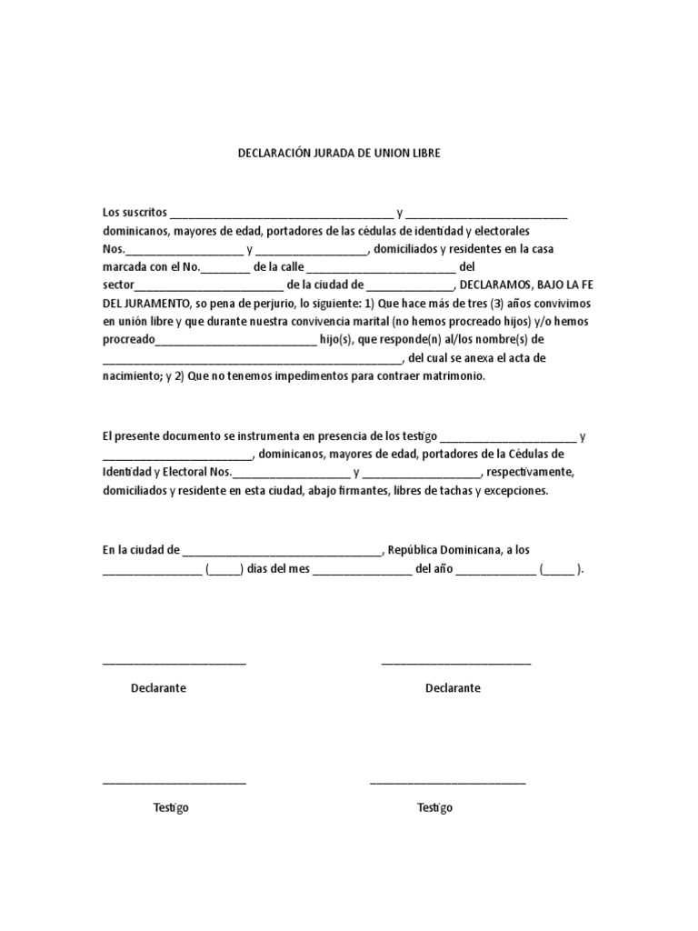 Acta de union libre pdf