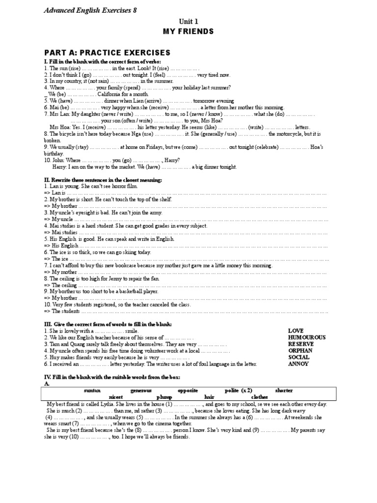 Advanced English Exercises | PDF | Moon | Stars