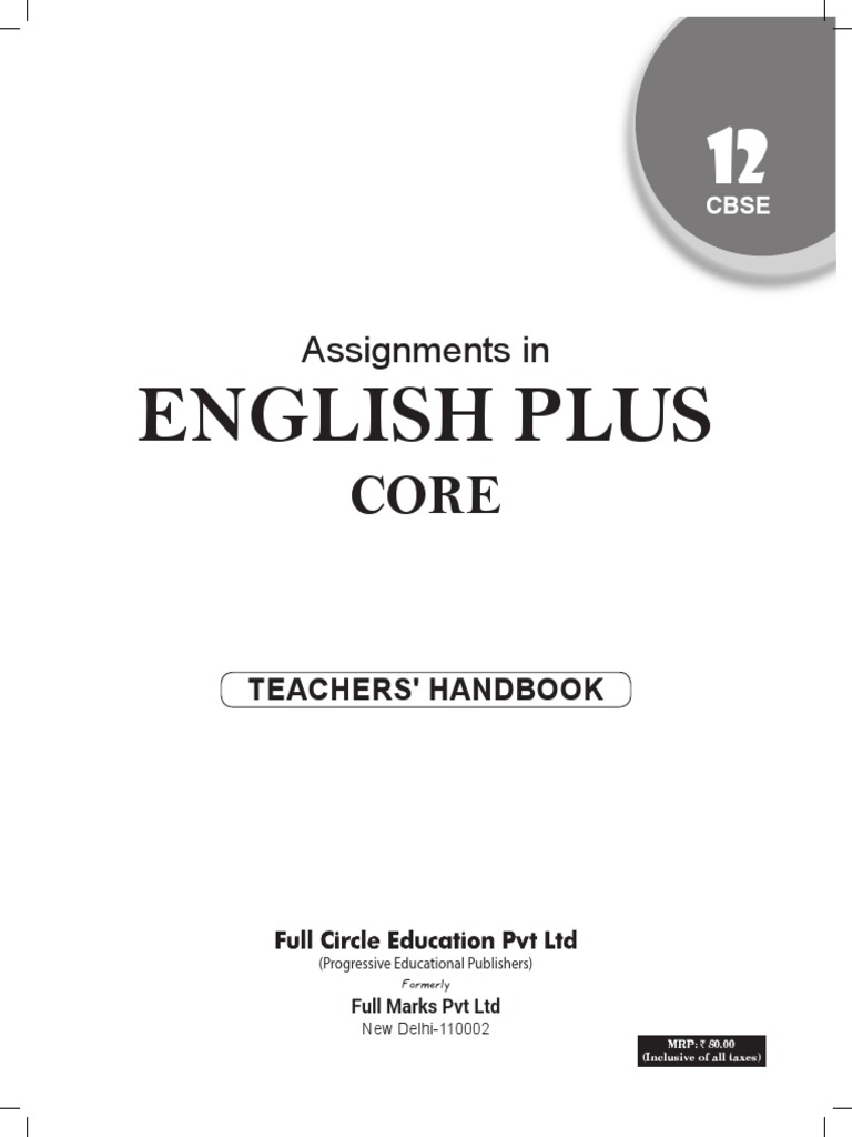 Assignment in English Plus Core Class 12 Teachers Handbook PDF | PDF ...