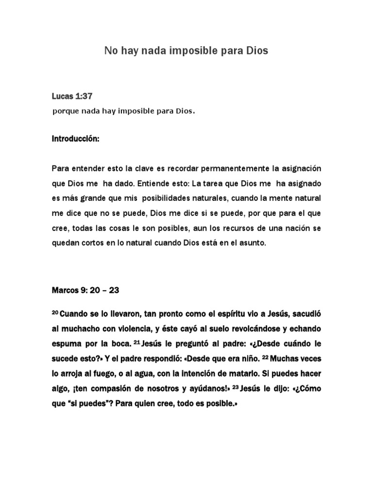 No Hay Nada Imposible para Dios | PDF | Arca de la Alianza | Abrahán