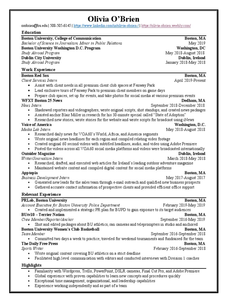 Olivia Obrien Resume PDF News - 1726232159