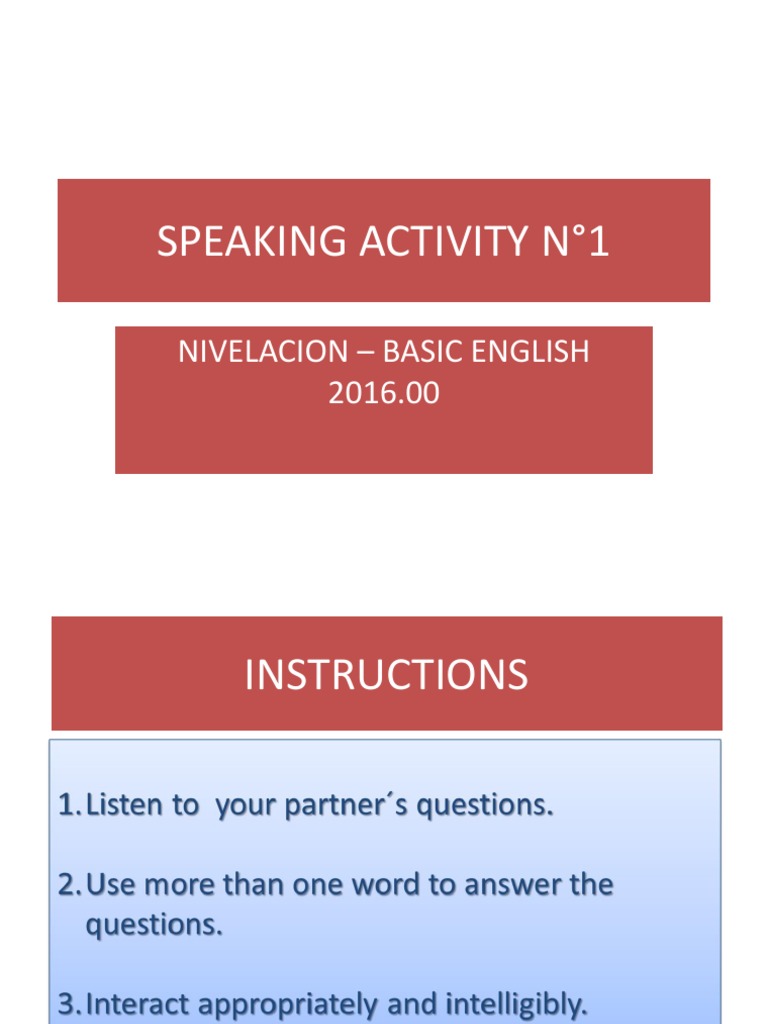 Basic English Speaking Activity Guide | PDF
