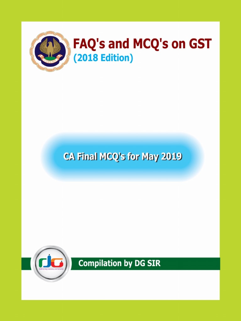 Ca Final Gst Mcq Pdf Value Added Tax Taxes