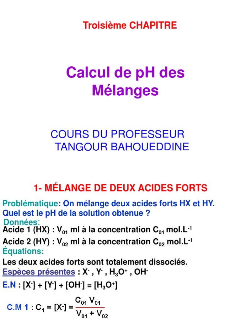Chapitre 3 Mc3a9langes | PDF | Dissociation (chimie) | Ph