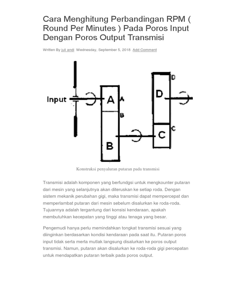 Menghitung RPM pada Transmisi Mobil | PDF