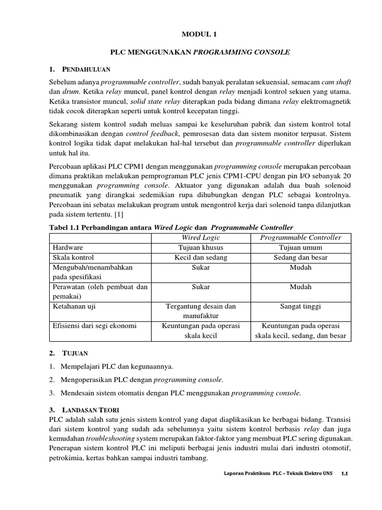 Modul 1 - PLC Menggunakan Programming Console | PDF