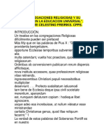 Las Congregaciones Religiosas y Su Relacion Con La Educacion Universal