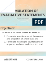 Formulation of Evaluative Statements