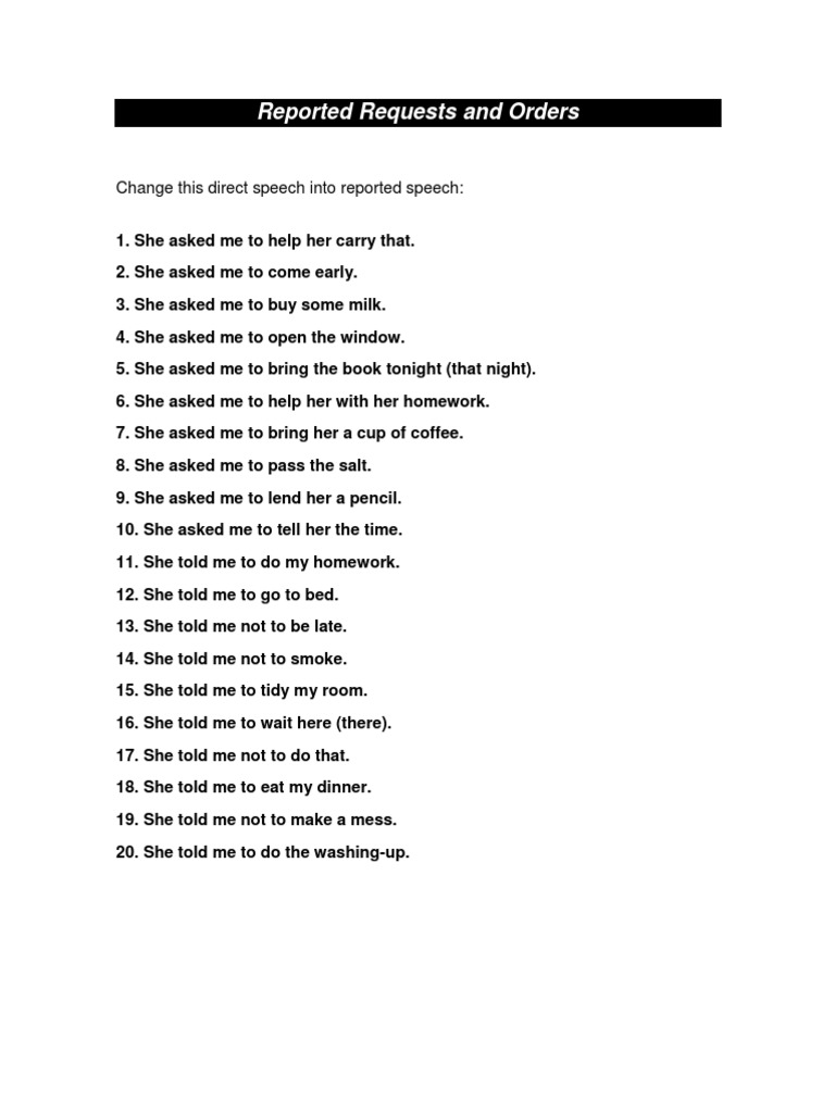 Reported Speech: Requests & Orders | PDF