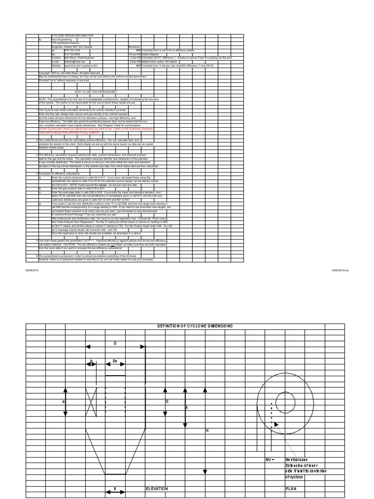 Cyclone-Design-and-Analysis.xls | Errors And Residuals | Spreadsheet ...