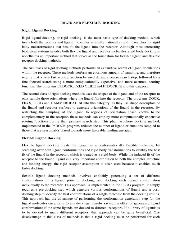 Rigid vs Flexible Docking Methods | PDF | Docking (Molecular) | Ligand ...