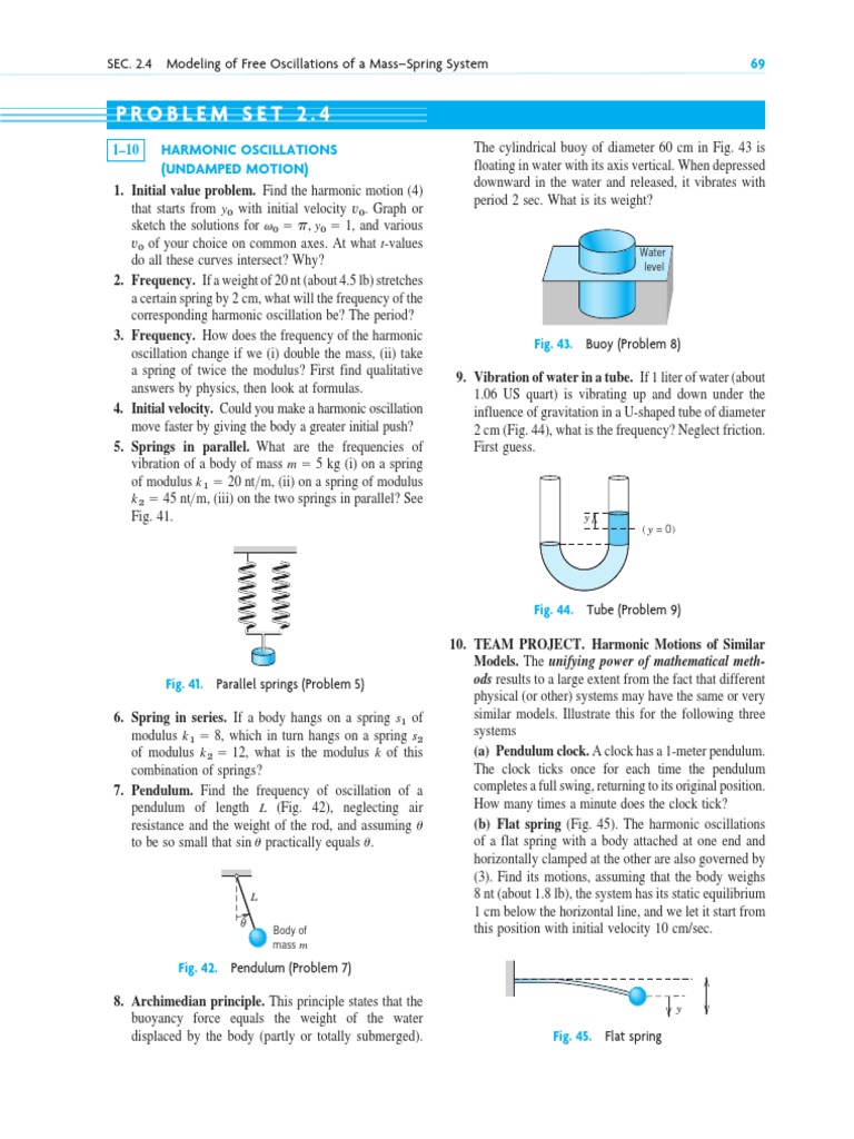 Free Oscillations in Mass-Spring Systems | PDF | Pendulum | Physical ...