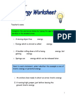 Energy Worksheet