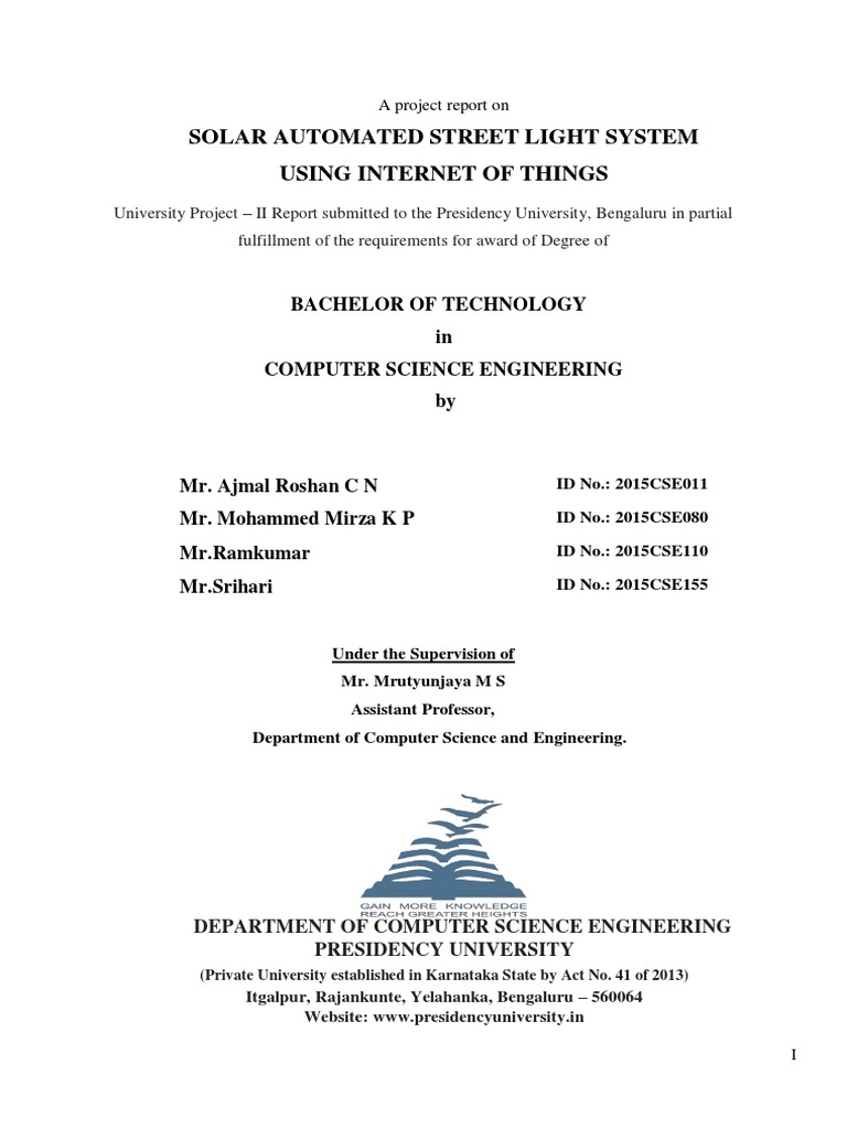 IoT Solar Street Light System Report | PDF | Rechargeable Battery ...