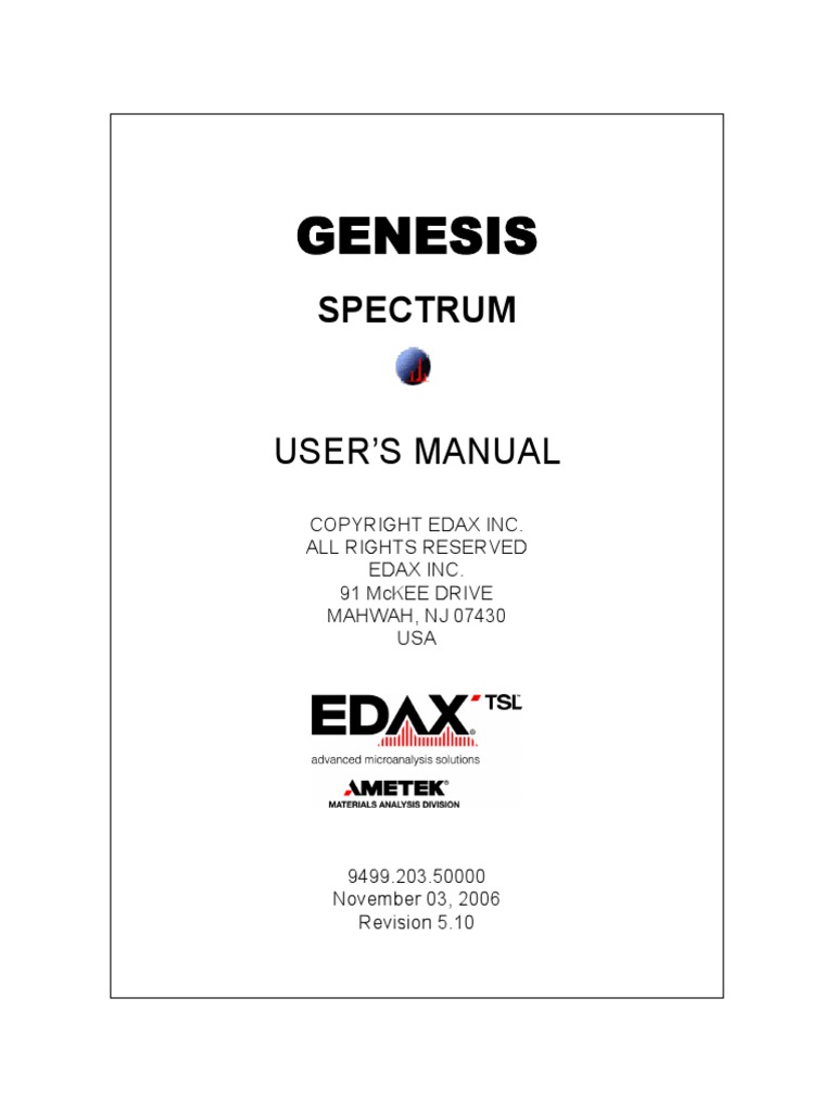 Edax Manual Genesis | PDF | Button (Computing) | Calibration