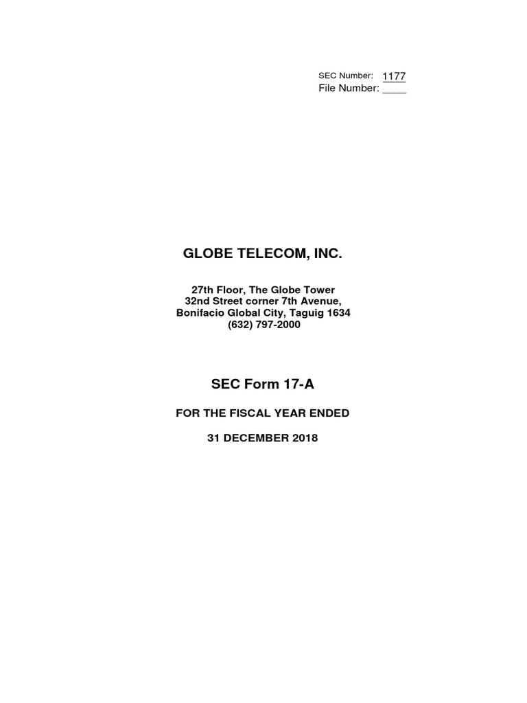 Globe Telecom, Inc.: 1177 File Number | PDF | Telecommunications ...