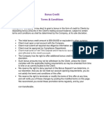 Bonus Credit Terms & Conditions: Axiory (The "Company") May Elect To Grant A Bonus in The Form of Credit To Clients by