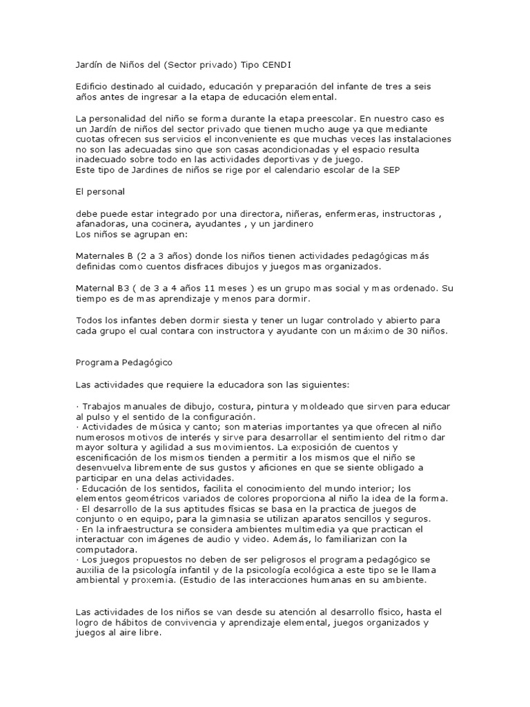 Jardín de Niños: Diseño y Educación Infantil | PDF | Educación de la ...