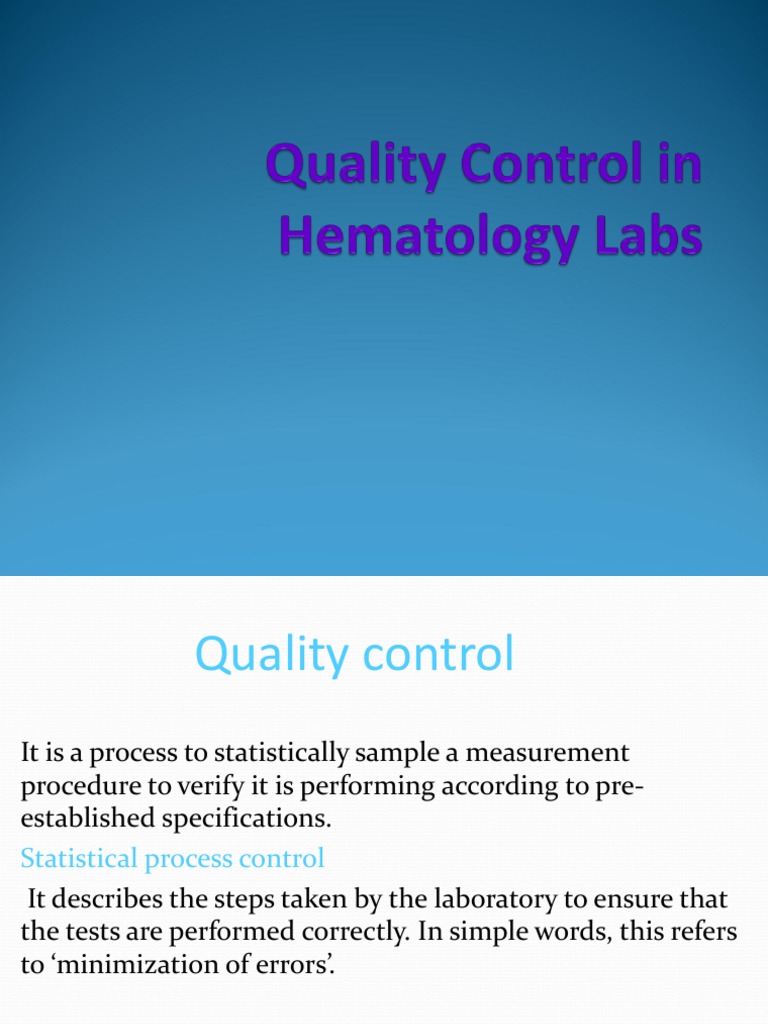 Hematology Quality Control Procedures | PDF | Accuracy And Precision ...