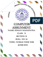 Computer Assignment: Name: Suman Mahapatra Class: X Section: B Roll. No: 14 TOPIC: World Wide Web &web Site