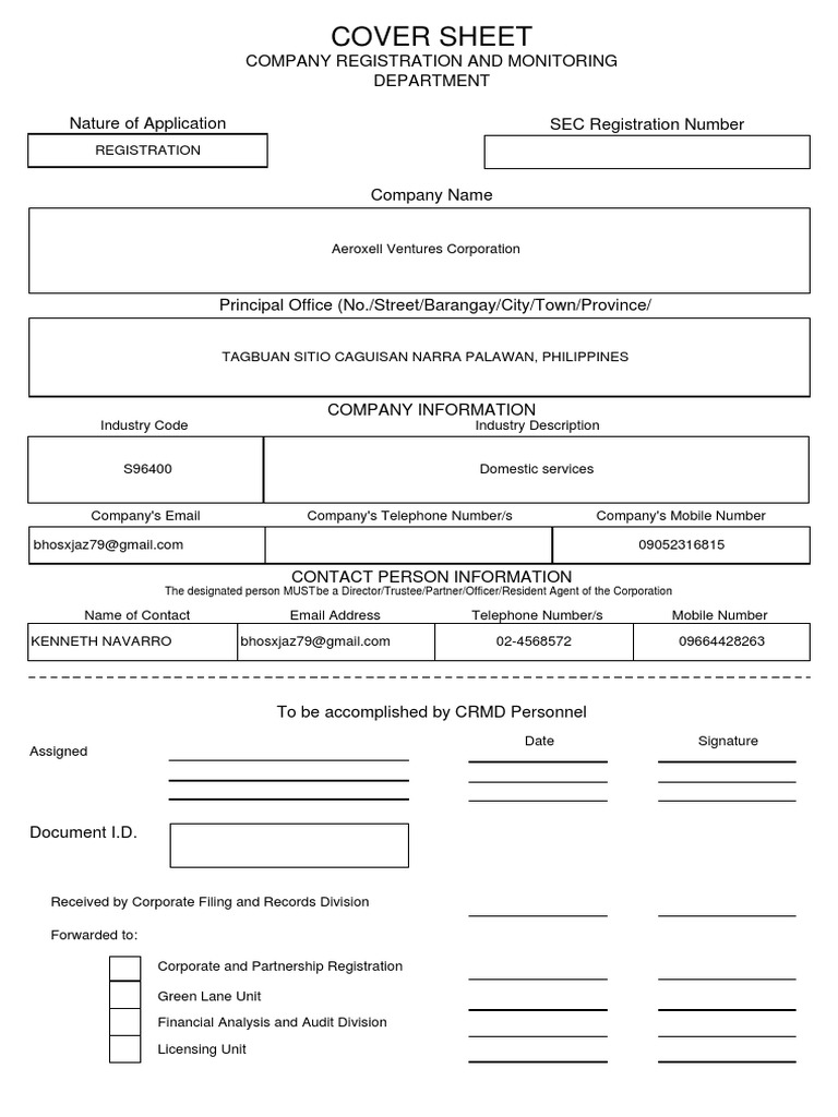 Cover Sheet Download PDF | PDF