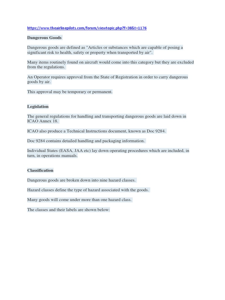 Dangerous Goods Pdf Dangerous Goods Cargo