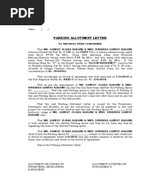 Parking Allotment LETTER