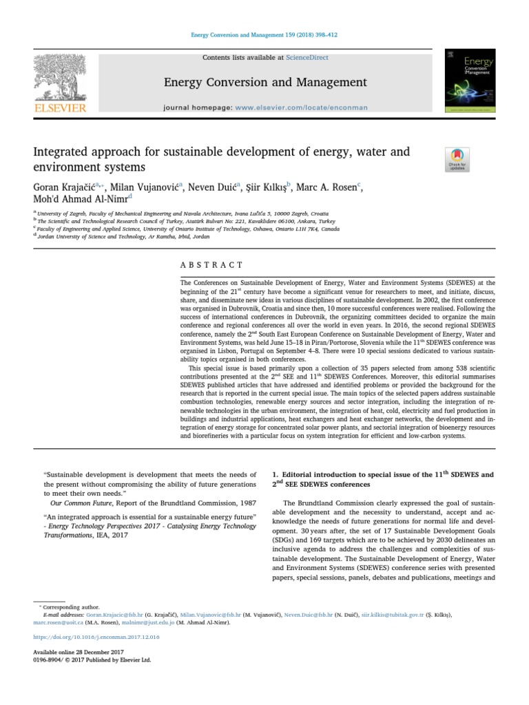 Integrated Approach For Sustainable Development of Energy, Water and ...
