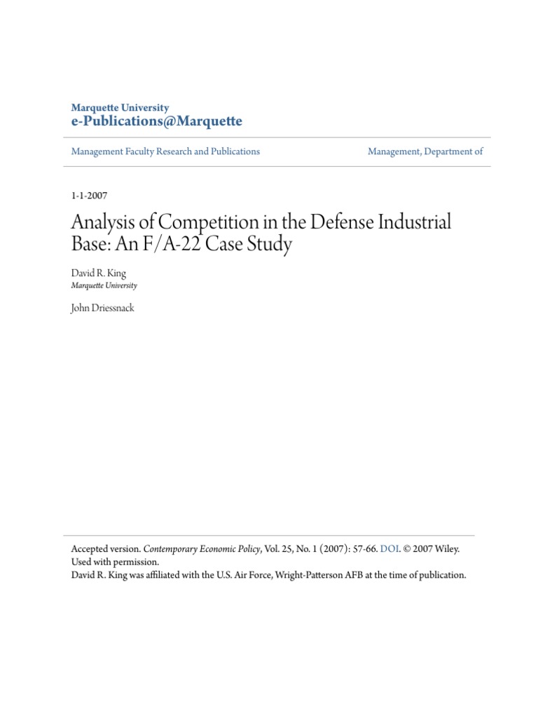Analysis of Competition in The Defense Industrial Base - An F - A-22 ...
