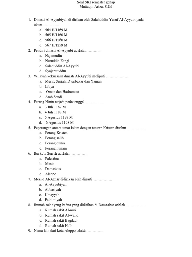 Soal Ski Kelas Viii Semester Dua Jadi Docx