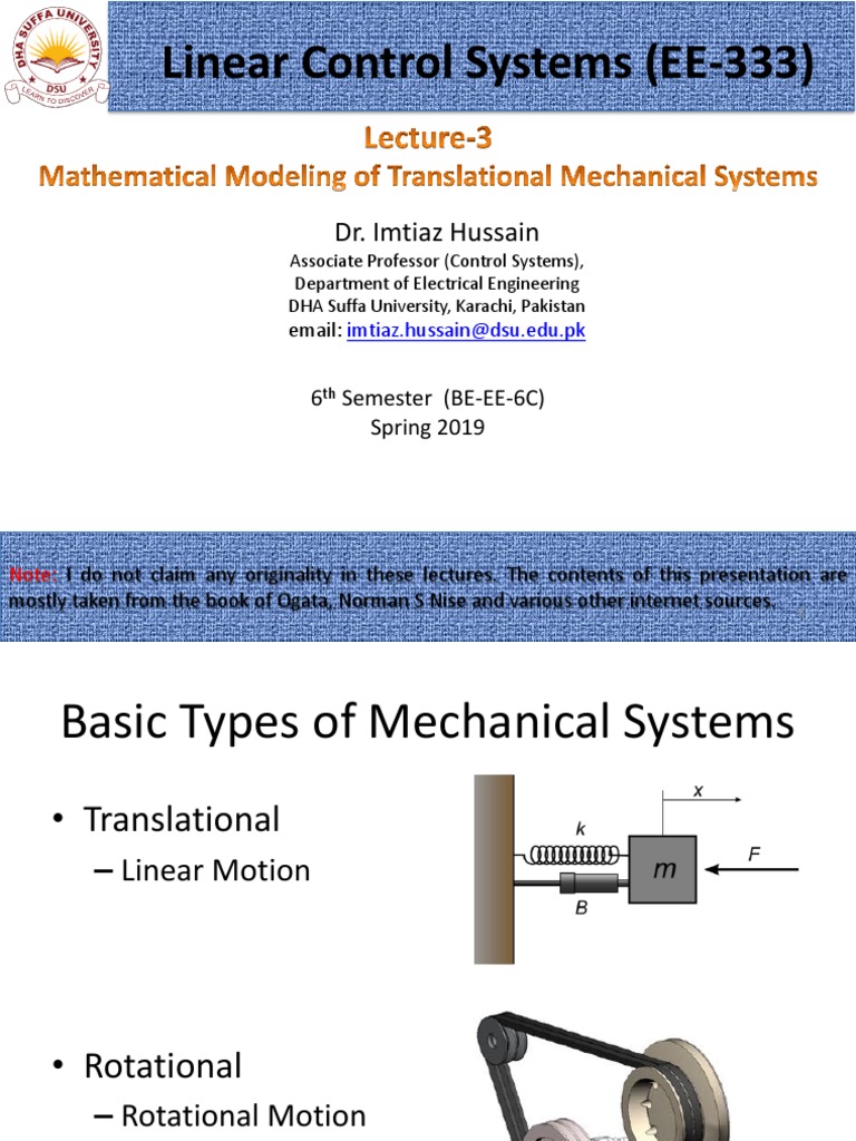 Mathematical Modeling of Mechanical Systems | PDF | Machines | Physics