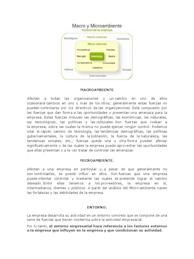 Análisis del Macro y Microambiente Empresarial | PDF | Mercado ...