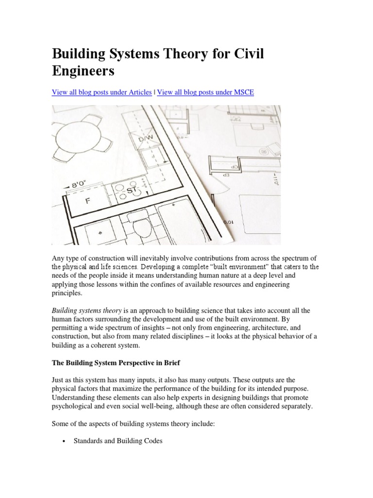 Building Systems Theory For Civil Engineers | PDF | System | Systems Theory - Building System Structural Engineer For Force Integrated Theory