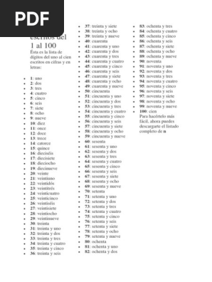 Numeros Escritos Del 1 Al 100 Deportes