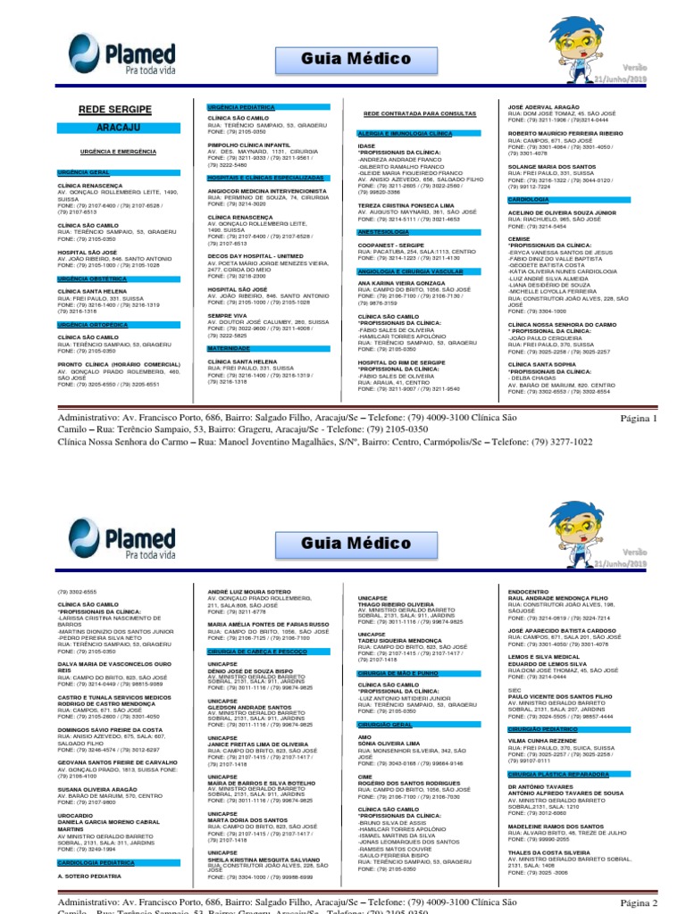 Guia Medico Sergipe 21 06 | PDF | Remédio | Especialidades médicas, image size:768x1024