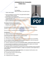 Procedimentos de Utilização - Forno Iglu