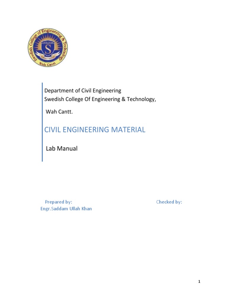 Concrete Lab Manual PDF Physical Sciences Materials