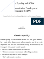 Gender Equality and SGBV Shalom Humanitarian Development Association (SHDA)