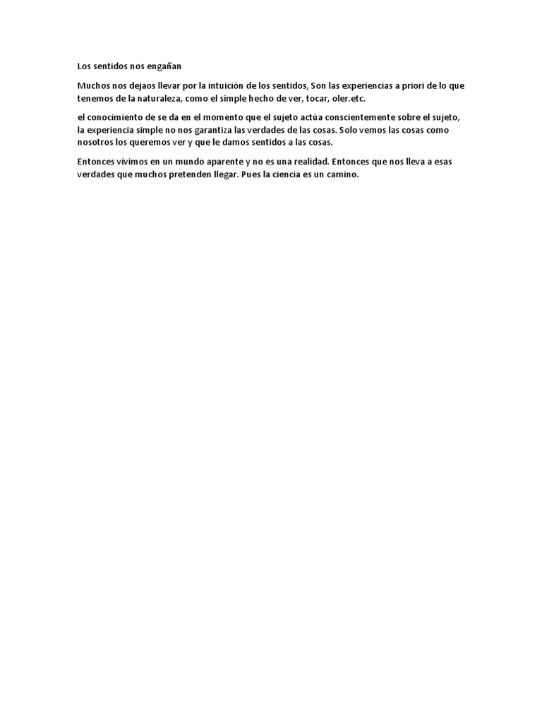 Los Sentidos Nos Engañan | PDF | Justificación | Metafilosofía