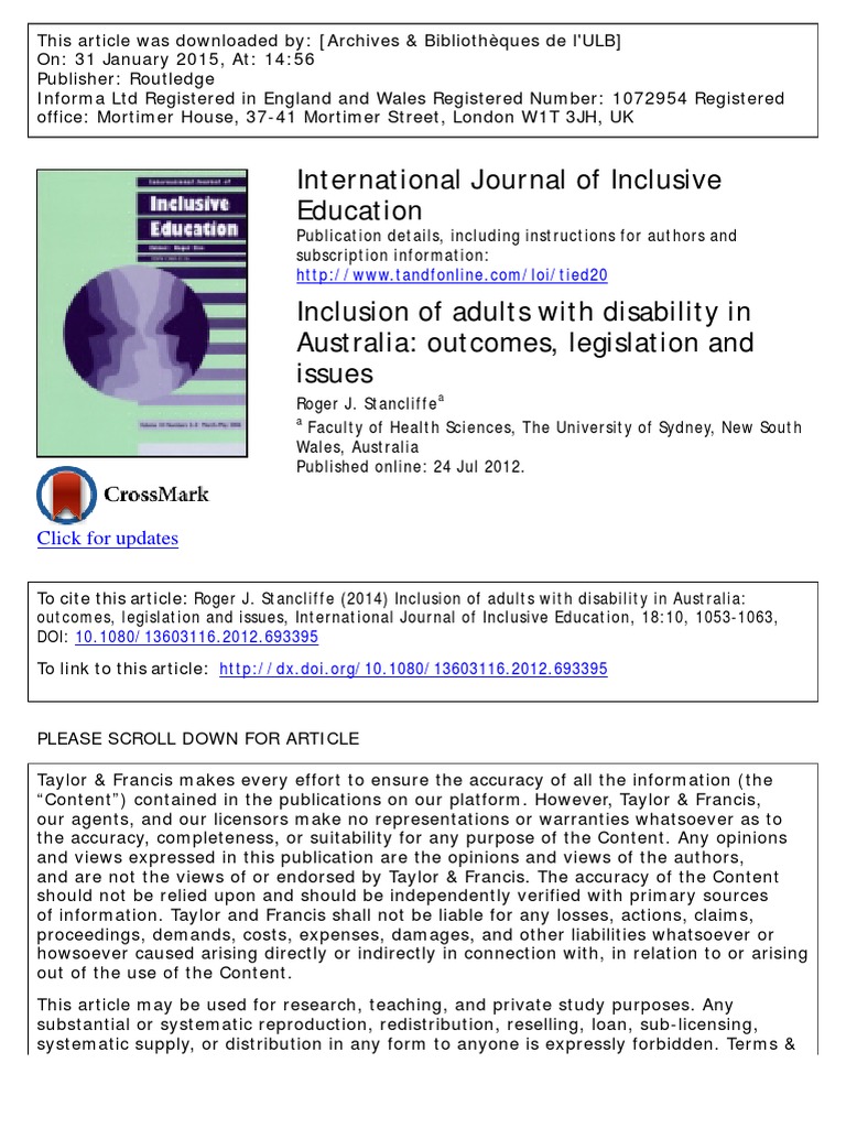 International Journal of Inclusive Education: Click For Updates | PDF ...