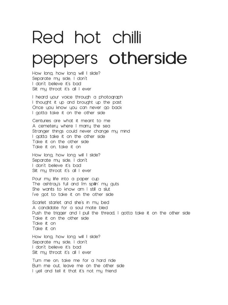 Otherside Red Hot Chilli Peppers PDF