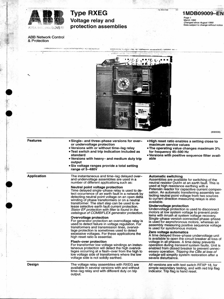 1MDB09009-EN en RXEG Voltage Relay and Protection PDF | PDF