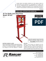 RP 20T Shop Press Manual 5900339 Ranger PDF