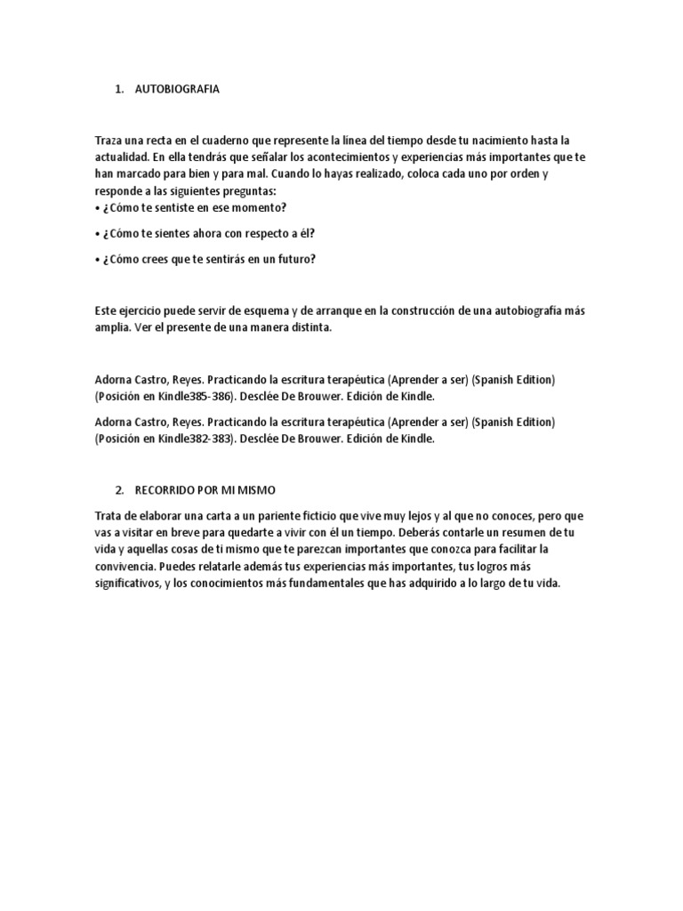 Ejercicios Taller Escritura Terapeutica Pdf