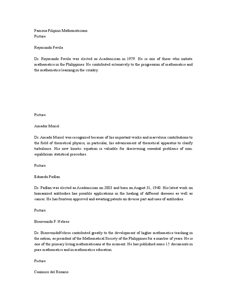 Filipino Mathematician PDF Teaching Mathematics Physics