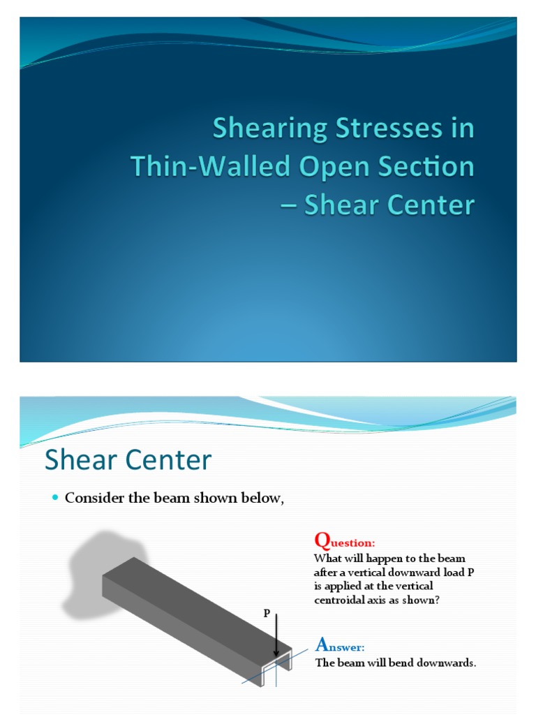 Shear Center PDF | PDF | Beam (Structure) | Chemical Product Engineering