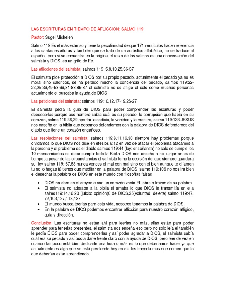Fe y Reflexión en Salmo 119 | PDF | Salmos | Pecado
