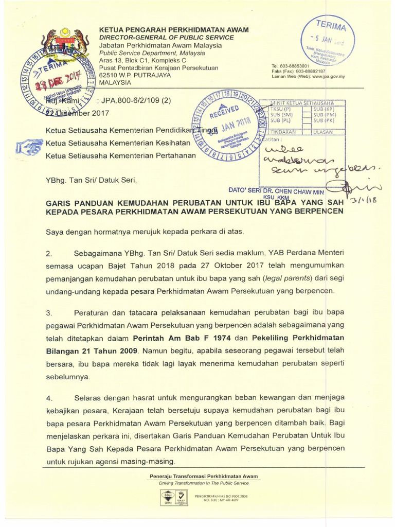 Garis Panduan Kemudahan Perubatan Untuk Ibu Bapa Yang Sah Kepada Pesara Perkhidmatan Awam Persekutuan Yang Berpencen Pdf Pdf