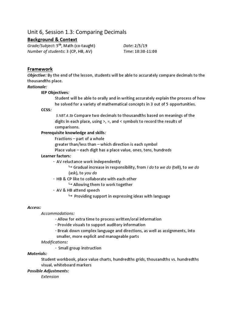 Standard 3 Artifact 1 Pdf Numbers Decimal
