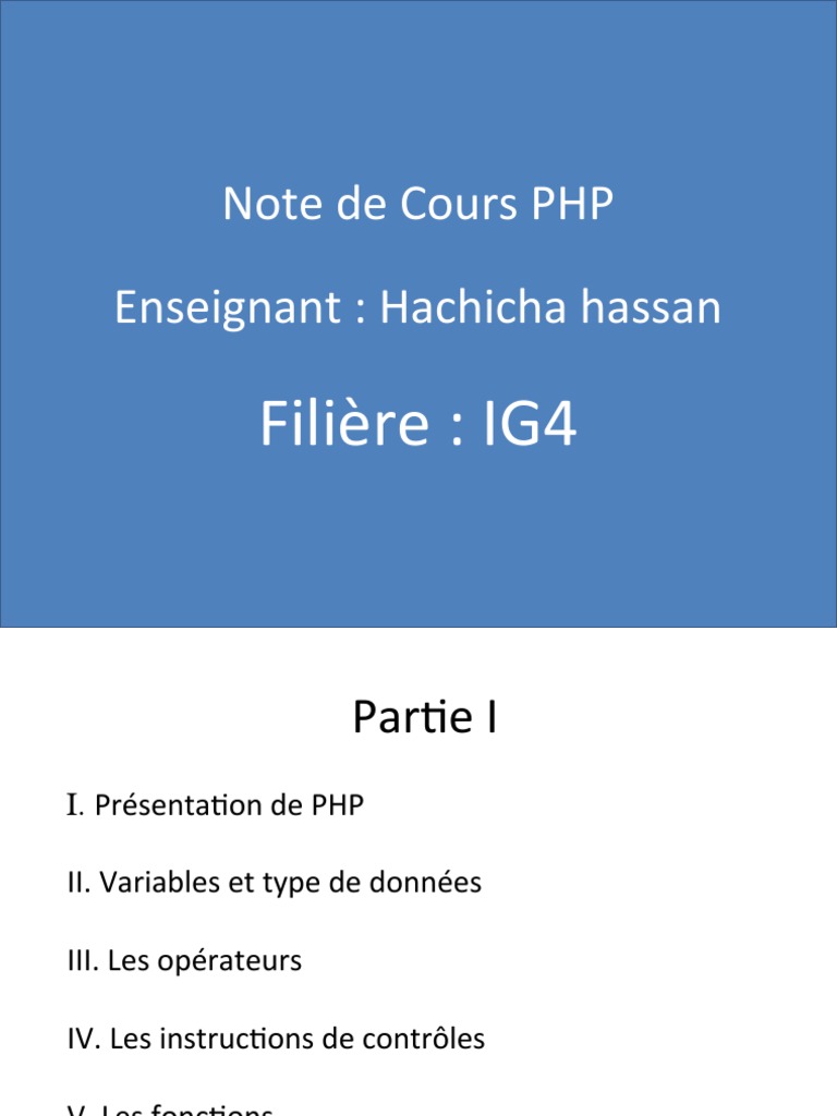 Cours 2 PHP | PDF | PHP | Structure de contrôle